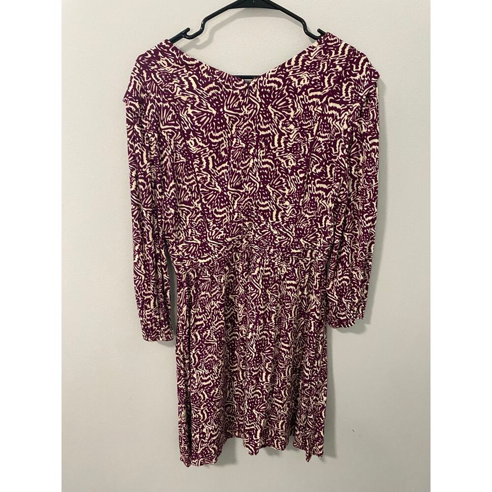 NWT ba&sh Printed Long Sleeve Mini Dress Burgundy Cream Size Medium - Picture 3 of 4